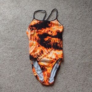Vibrant Orange and Black Nike Swimsuit
